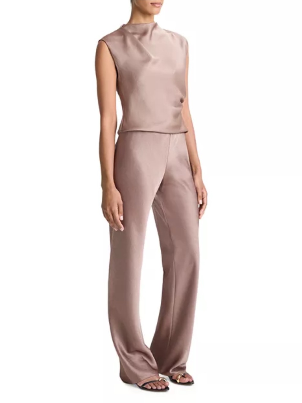 Vince Satin Wide Leg pants in Blush Taupe